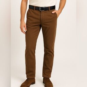 GTA Men's Stretch Chinos Soft Twill Tailored Regular Fit Brown US 36